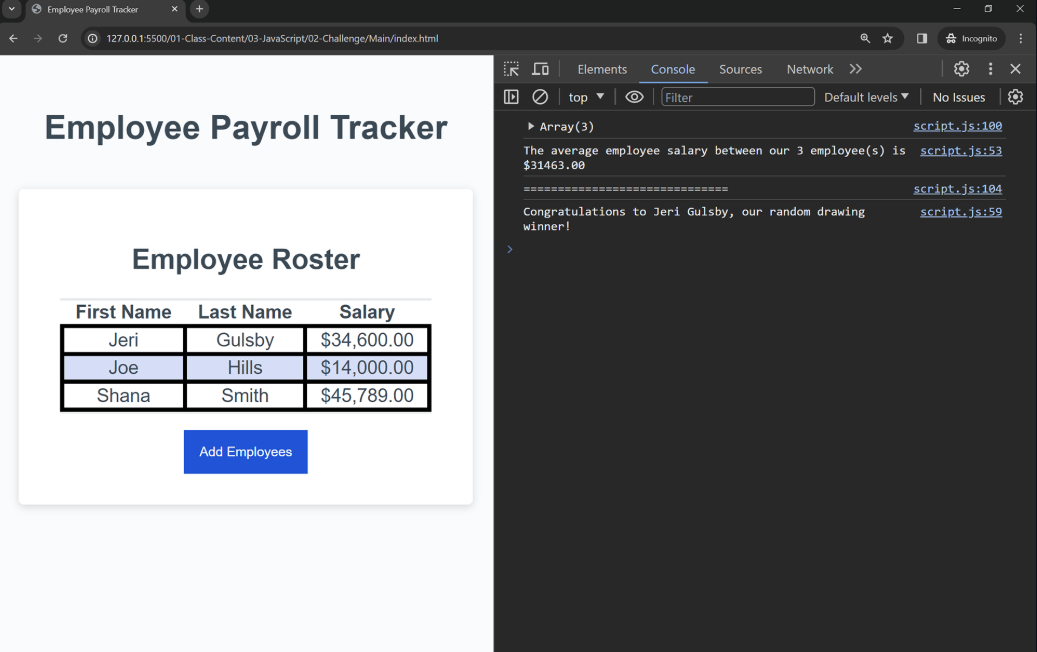 Employee Payroll Tracker